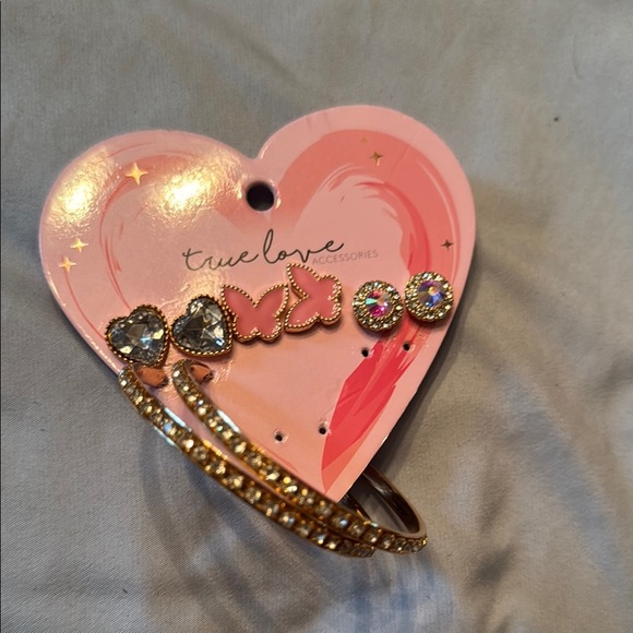 Gold and Pink Earring Set luxury butterfly - Picture 1 of 1